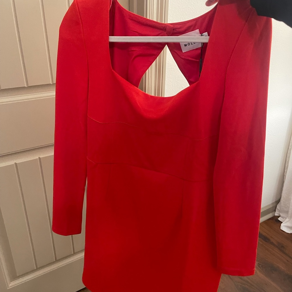 Red cocktail dress, open back